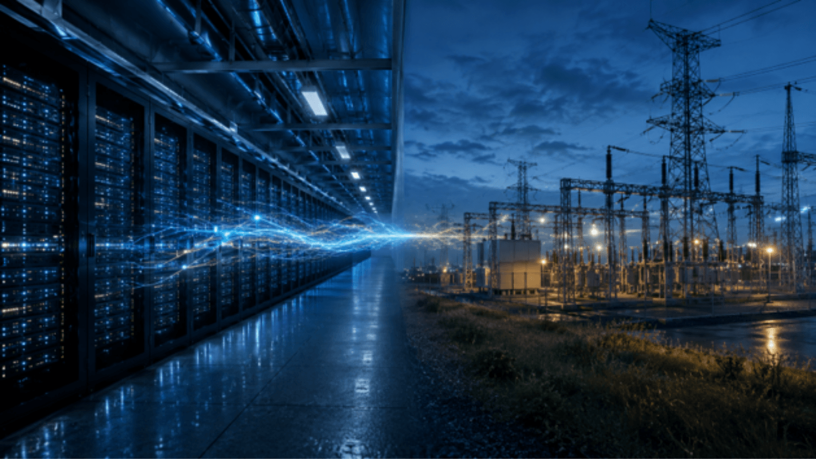 AI kot strateška sposobnost energetskega podjetja Trgovca spremljata energetske podatke, napovedi in tržne scenarije na digitalnih zaslonih